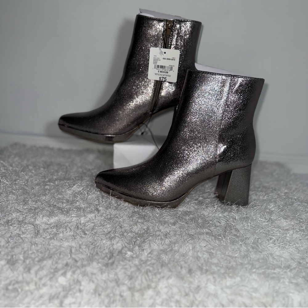 Worthington Women's‎ Silver Metallic Block Heel Ankle Boots Size 8 Medium - Picture 8 of 8